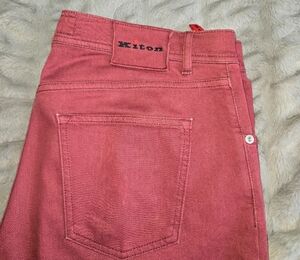 Kiton Deep Red Denim Trousers